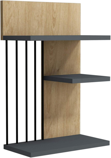 Nezma Sapphire modern melamine-coated 3-tier wall shelf walnut